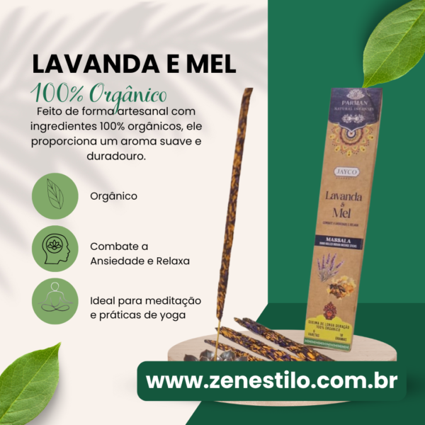 Incenso Orgânico Lavanda Mel Massala